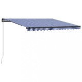 Copertina retractabila manual, albastru si alb, 450x300 cm GartenMobel Dekor, vidaXL