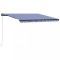 Copertină retractabilă manual, albastru și alb, 450x300 cm