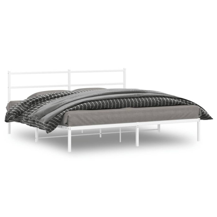 vidaXL Cadru de pat metalic cu tăblie, alb, 183x213 cm 355419