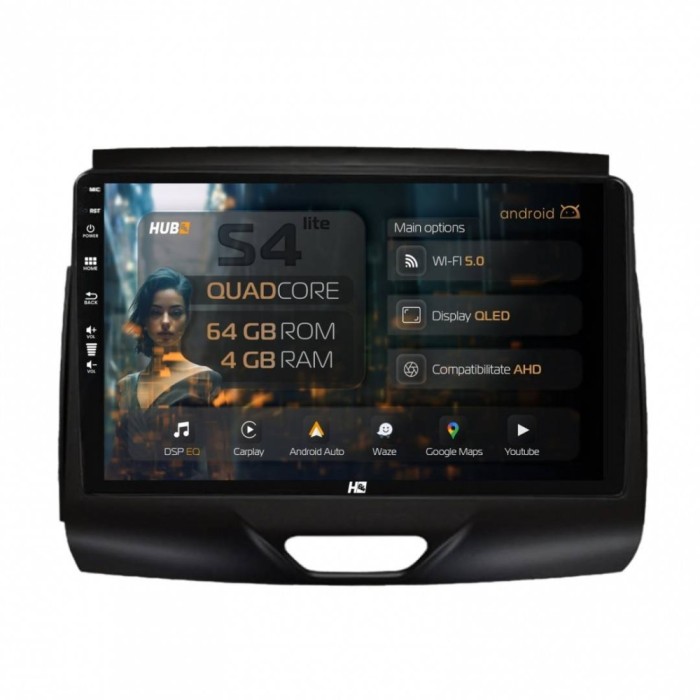 Navigatie Ford Ranger (2015-2018) 4GB RAM Android 13 Quadcore DSP GPS Wi-FI Carplay Android Auto USB Bluetooth Waze Touchscreen 9 inch