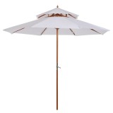 Umbrela Gradina Terasa Lemn ART Alb 265cm Dubla Ventilatie Poliester Protectie UV