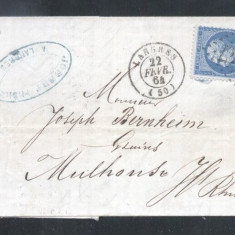 France 1864 Postal History Rare Cover + Content LARGRES to MÜHLHAUSEN D.332