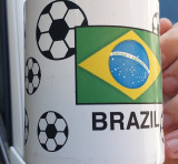 Cana Brazilia, Brazil, fotbal, Made in England, inaltime 9 cm, diametru 8 cm