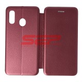 Husa Flip Cover Samsung Galaxy A20e, Protectie Completa, Tip Carte, Piele Ecologica, Interior Silicon, Culoare Wine