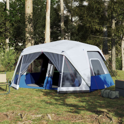 vidaXL Cort camping cu lumină LED pentru 10 persoane, albastru deschis foto