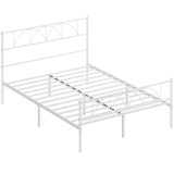 HOMCOM Cadru de pat 140x190 cm cu tăblie Suport cu lamele din oțel Depozitare sub pat | Aosom Romania