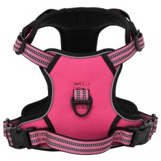 vidaXL Ham pentru c&acirc;ini cu dungi reflectorizante reglabil, roz, M 4013369