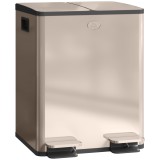 HOMCOM Coș de gunoi pentru bucătărie 2 compartimente 2 x 20L, oțel inoxidabil, capac cu &icirc;nchidere silențioasă, 45,8x36x51,6cm, auriu | Aosom Romania