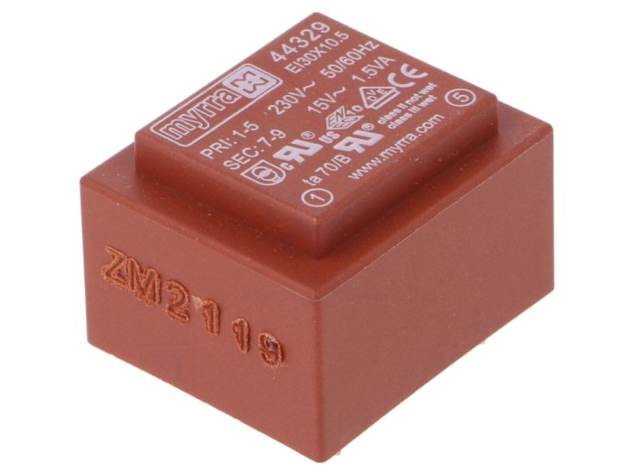 Transformator PCB 230VAC 15V 1,5VA