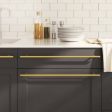 vidaXL M&acirc;nere de dulap, 5 buc., auriu, 480 mm, oțel inoxidabil