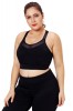 BRA220P-1 Bustiera sport neagra cu insertie de plasa - plus size, L, M, M/L