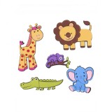 Set 5 autocolante din spuma moale cu modele de animale din jungla, multicolor, Oem