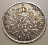 R.002 ROMANIA CAROL I 50 BANI 1914 ARGINT