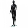 Manechin Feminin Negru Lucios 175cm vidaXL, Suport Sticla, Brat Rotativ, Proportii Realiste, Vitrina Magazin Haine