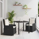 vidaXL Set de masă pentru grădină 3 pcs Negru poliratan 3380939