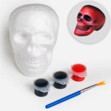 Set de Pictură Craniu 3D, Figurină din Polistiren, 3 Vopsele și Pensulă, CMCLASS