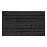 Covoraș Ușă, Negru cu Dungi Gri, 75x45cm, PP-Rubber, Oem