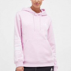 adidas Originals bluza femei, culoarea roz, cu glugă, neted