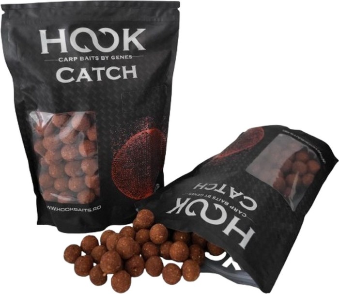 Boilies Semi Solubil HOOKBAITS Fishmeal Catch SS, Squid Strawberry, 24mm, 1kg