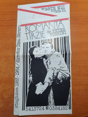 afis teatrul foarte mic stagiunea 1983-1984-romanta tarzie,dinu sararu foto