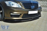 Spoiler Maxton Design potrivit pentru bara de protectie frontala A Design pe Mercedes S-Class W221 2009-2013, lac negru Performance AutoTuning
