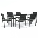 Cumpara ieftin Set mobilier de gradina cu perne, 7 piese, poliratan si otel