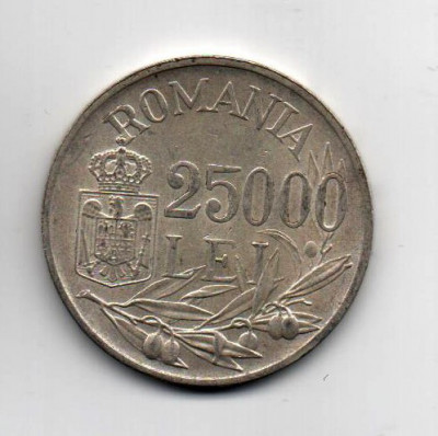 Monedă 25.000 lei, ARGINT (12 grame) Romania, 1946 foto