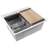Chiuvetă din oțel cu set de accesorii 3 buc. REA Leo 50 Brush Nickel