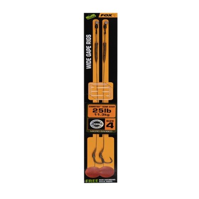 Carlige Legate Fox Edges Wide Gape nr 4 Camotex Semi Stiff Coated braid 25lb 2buc foto