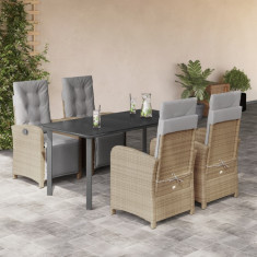 Set mobilier de gradina cu perne, 5 piese, bej, poliratan