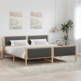 Cumpara ieftin Cadru de pat maro si gri inchis 200 x 200 cm Lemn masiv de pin