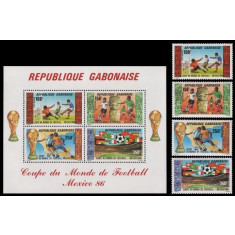 Gabon 1986 - Campionatul Mondial de Fotbal, serie+bloc neuzat