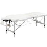 Masa de masaj portabila, pliabila si profesionala din aluminiu HOMCOM pentru cosmetician, terapeut, SPA, alb, 215x60x61-84cm | Aosom Romania