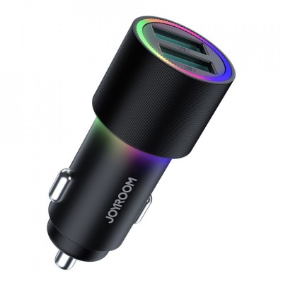 Incarcator Auto JoyRoom JR-CL10 cu RGB LED, 2x USB 24W foto