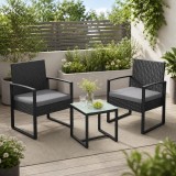 Set mobilier de gradina SONGMICS cu 2 scaune, perne si masuta, negru/gri