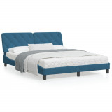 Cadru de pat cu tablie, albastru, 160x200 cm, catifea GartenMobel Dekor, vidaXL