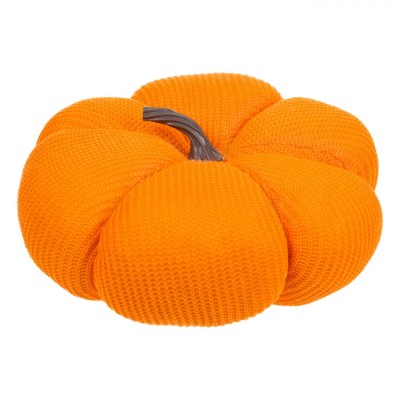 Decorațiune Masă Dovleac Tricotat, Model Portocaliu cu Coada Maro, 25x10cm foto