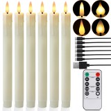 Lum&acirc;nări LED tapered re&icirc;ncărcabile wiipara, pachet de 6, cu temporizator &ndash; Ivoriu