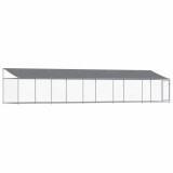 Cusca caini cu acoperis si usa, gri, 10x2x2 m, otel galvanizat