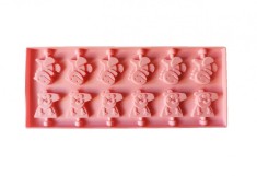 Forma silicon 12 cavitati, Peppa Pig si Dinosaur, Acadele din ciocolata sau Acadele din zahar, Roz, 26 cm, 246COF