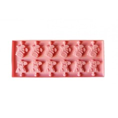 Forma silicon 12 cavitati, Peppa Pig si Dinosaur, Acadele din ciocolata sau Acadele din zahar, Roz, 26 cm, 246COF