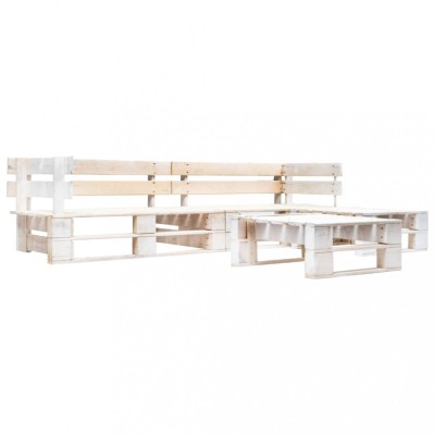 vidaXL Set mobilier de grădină din paleți, 4 piese, alb, lemn 277391 foto