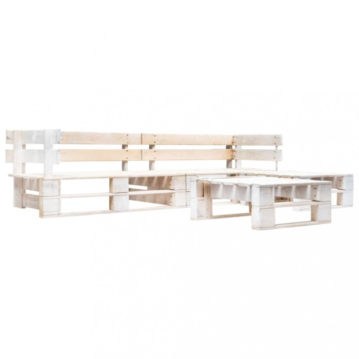 vidaXL Set mobilier de grădină din paleți, 4 piese, alb, lemn 277391