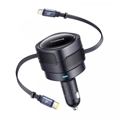 Incarcator Auto Cu Cablu USB-C / Lightning Baseus Enjoyment Max, 60W, 3A, Negru C00035507121-00 foto