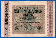 (2) BANCNOTA GERMANIA - 10 MILLIARDEN MARK 1923 (1 OCTOMBRIE 1923), UNIFATA