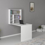 Cumpara ieftin Birou cu raft de perete pliabile Elegant, Alb, 59x74x90 cm