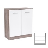Comoda Miami 2 usi, 80x92 cm, Alb &amp; Stejar York, PAL, Living/Dormitor/Hol