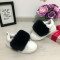 Adidasi albi cu puf negru pantofi sport fete cu scai piele eco 30 33 cod 0328