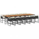 Cumpara ieftin Set mobilier de gradina cu perne, 13 piese, negru, poliratan