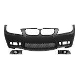 Set bara fata BMW Seria 3 (E90/E91), 08.2008-06.2012, cu 4 gauri senzori parcare; grunduit, de vopsit; type M3; cu grile inferioare; cu headlamp wash